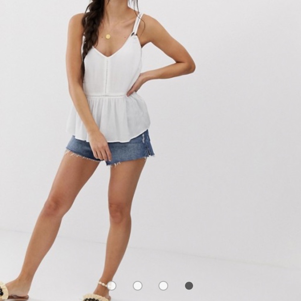 White cami with lace inserts